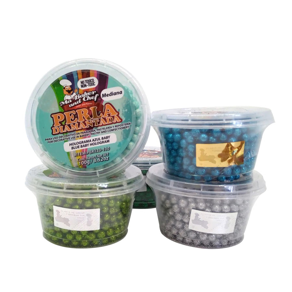 100 GR PERLA DIAMANTADA MEDIANA COLORES VARIOS MA BAKER PIEZA
