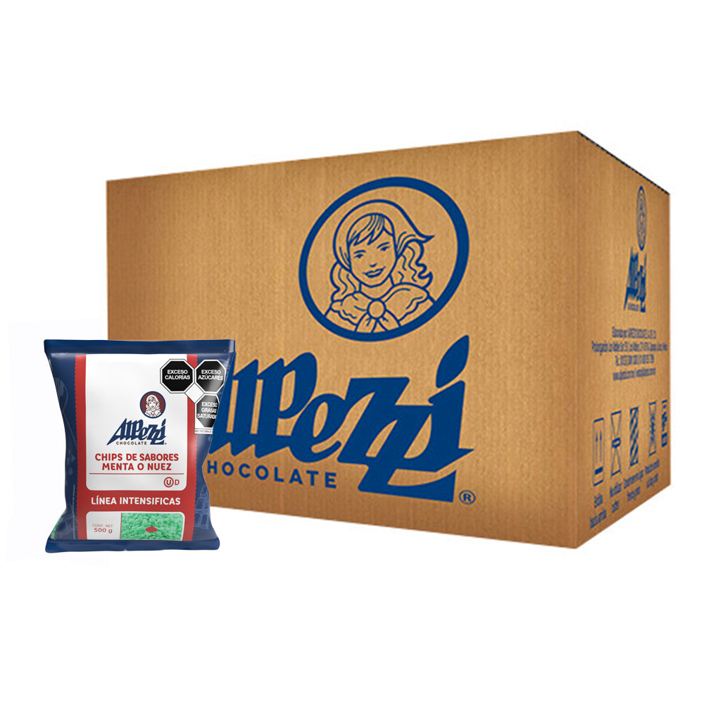 20PZ/500GR CHIPS ALPEZZI MENTA CAJA