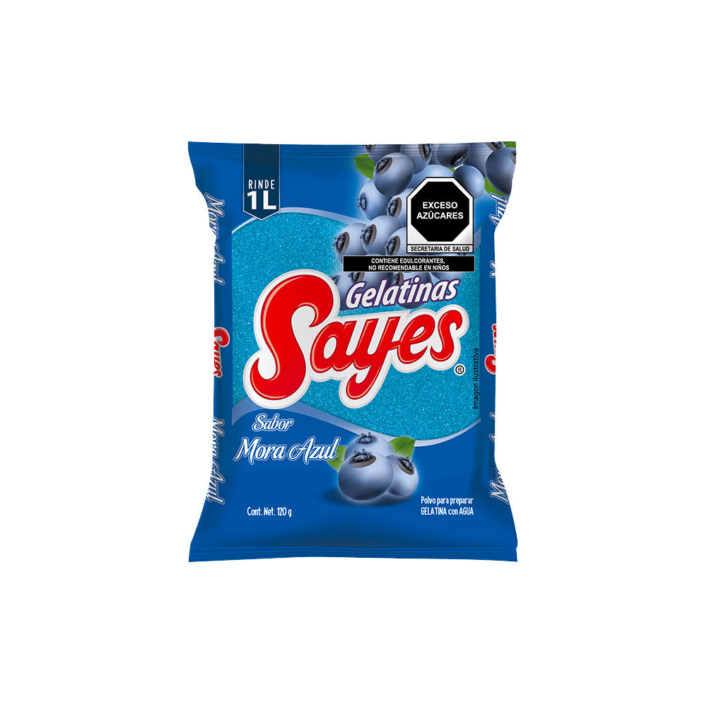 120GR/50PZ GELATINA AGUA SAYES MORA AZUL CAJA