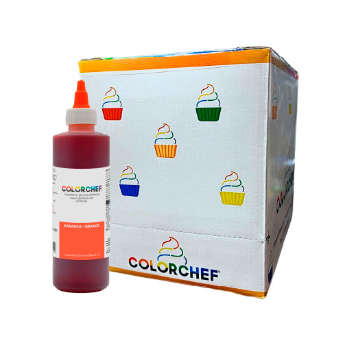 12PZ/250 ML GEL COLOR CHEF NARANJA CAJA
