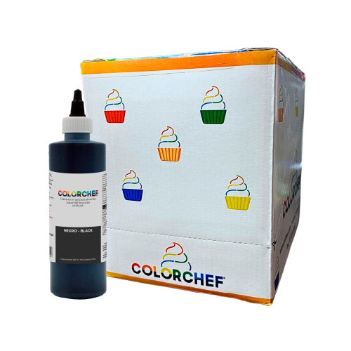 12PZ/250 ML GEL COLOR CHEF NEGRO CAJA