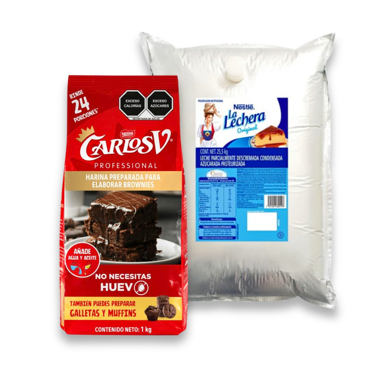 25.5KG LA LECHERA CAJA & 1KG HARINA CARLOS V COMBO