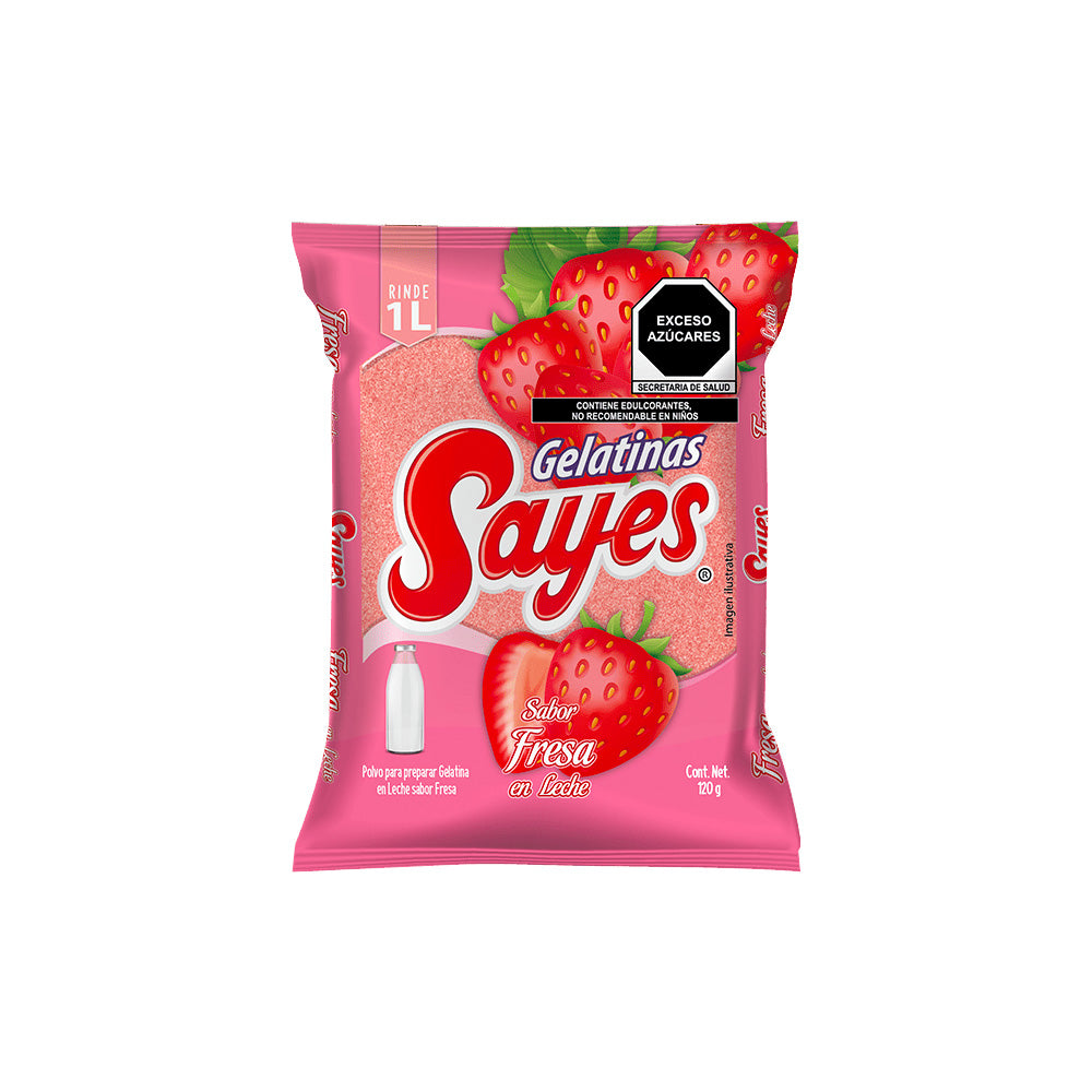 120GR/50PZ GELATINA LECHE SAYES FRESA CAJA