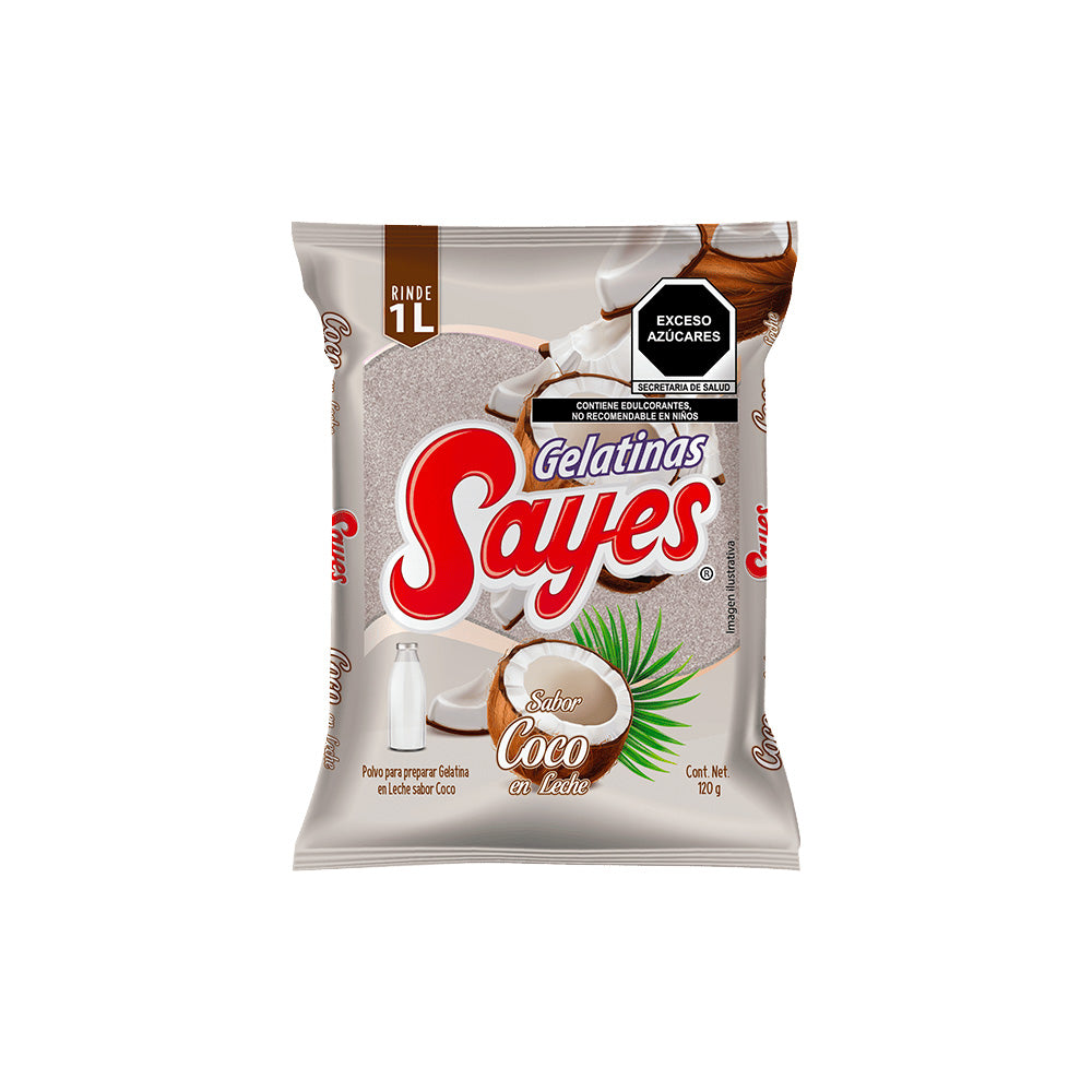 120GR/50PZ GELATINA LECHE SAYES COCO CAJA