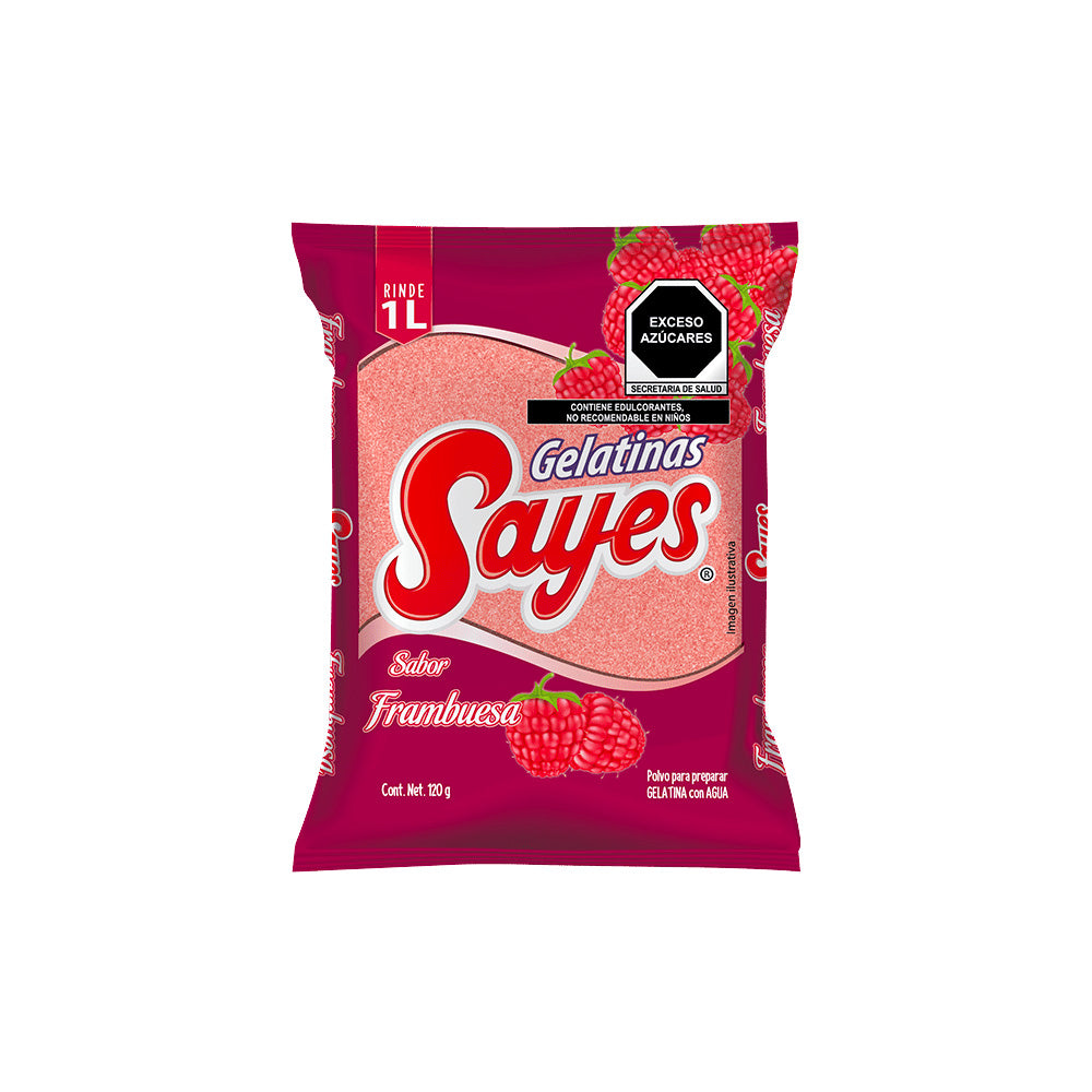 120GR/50PZ GELATINA AGUA SAYES FRAMBUESA CAJA