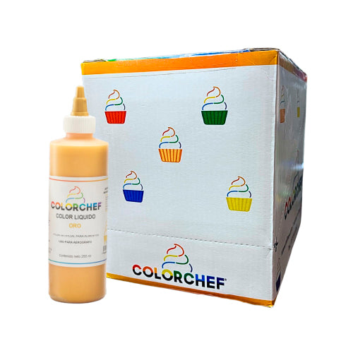 12PZ/250 ML GEL COLOR CHEF ORO CAJA