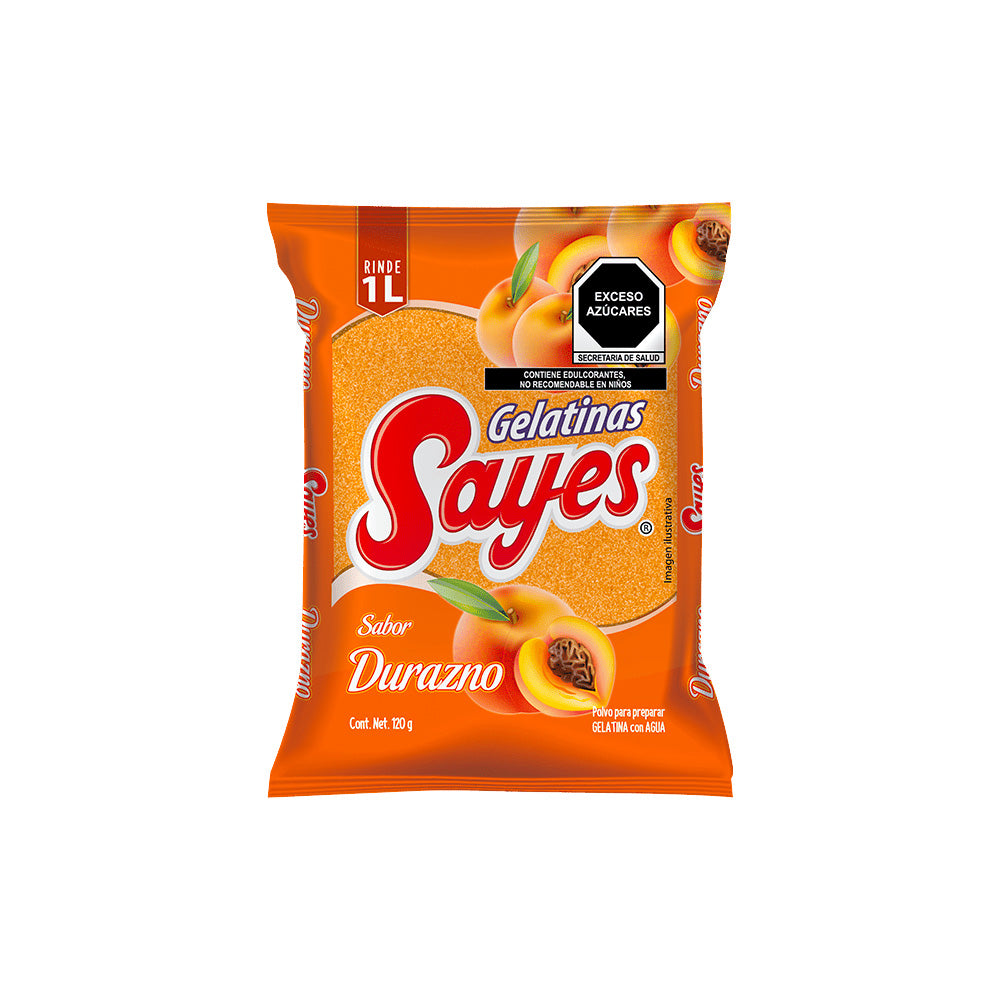 120GR/50PZ GELATINA AGUA SAYES DURAZNO CAJA