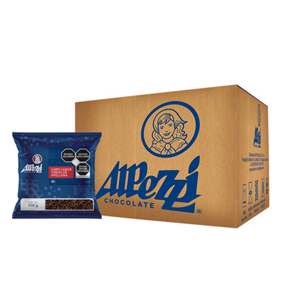 20PZ/500GR CHIPS ALPEZZI CREMA DE AVELLANA CAJA