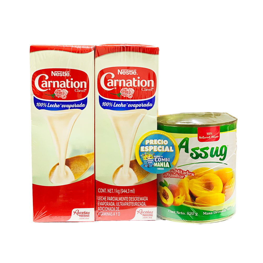 2PZ-944.3ML LECHE CLAVEL NESTLE/1-820GR DURAZNO MITADES ASSUG COMBO