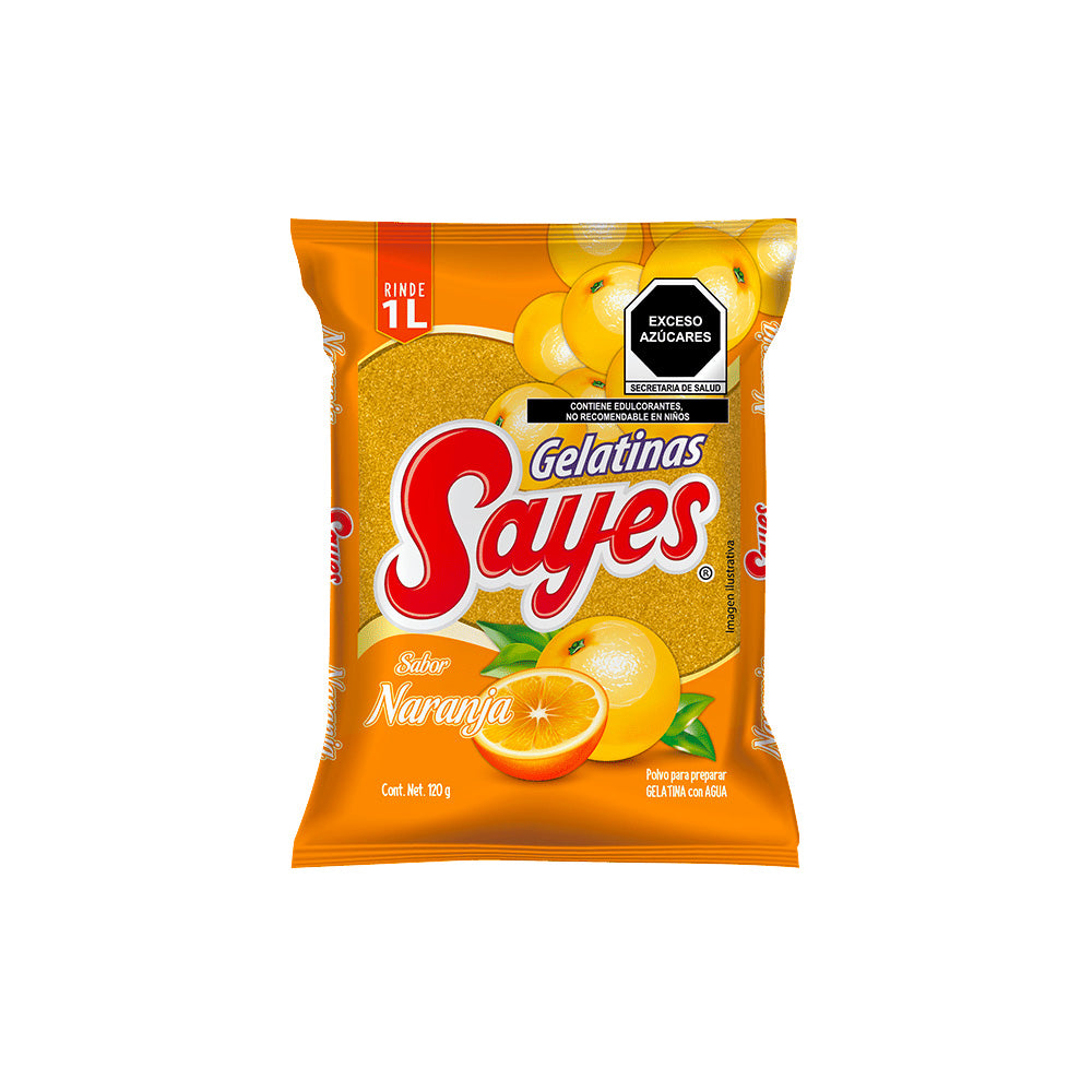 120GR/50PZ GELATINA AGUA SAYES NARANJA CAJA