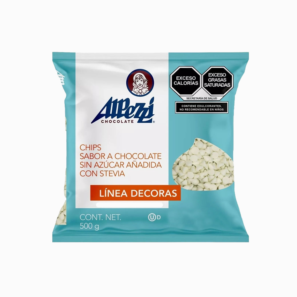 500 GR CHIPS ALPEZZI BLANCO PASTEL SIN AZUCAR BOLSA