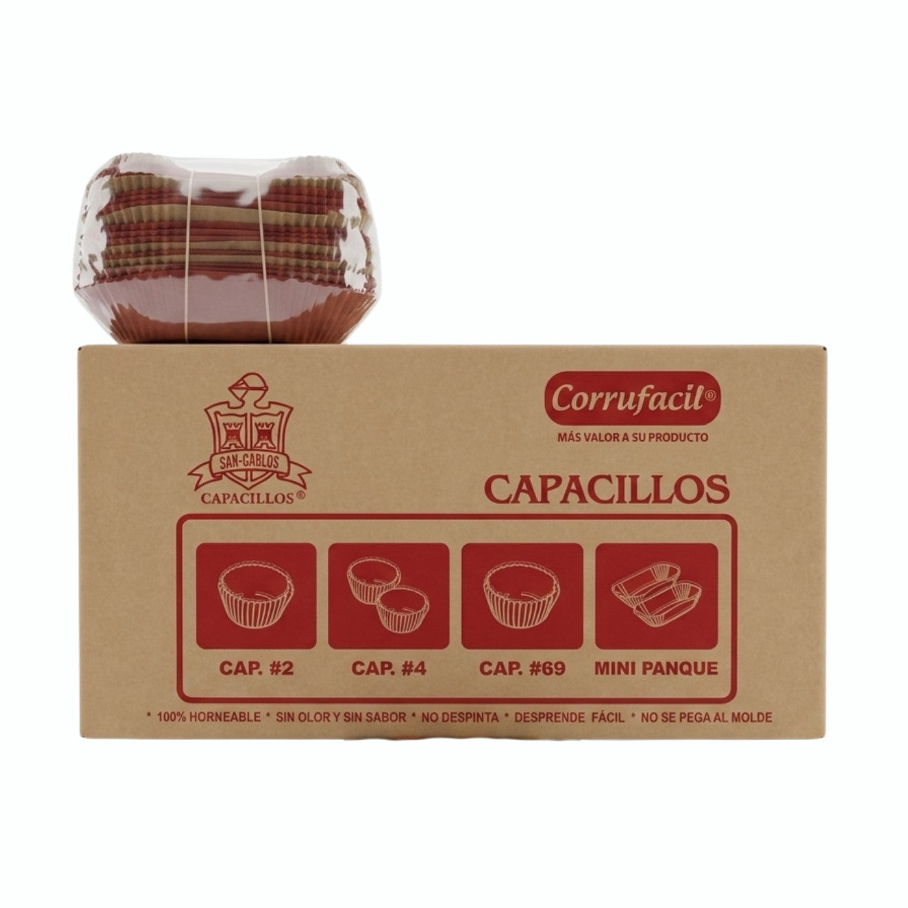 10 PAQ/450PZ CAPACILLO CORRUFACIL ROJO MINI PANQUE CAJA&