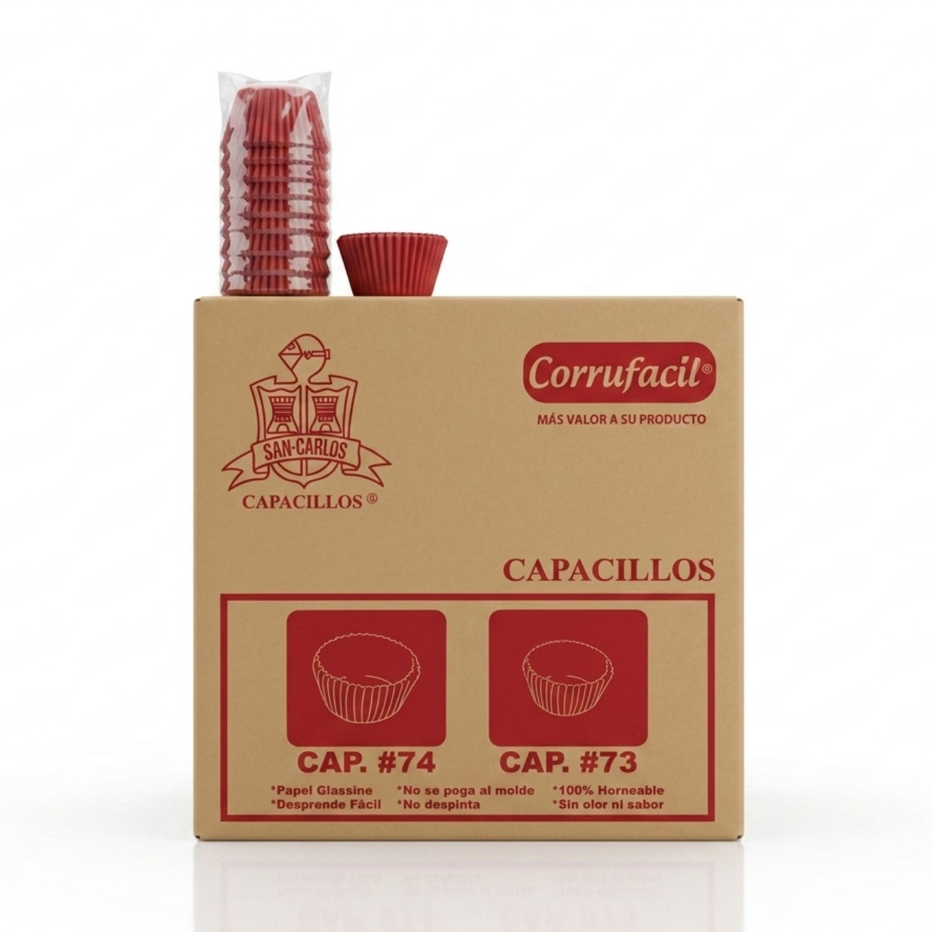 25 PAQ/400 PZ CAPACILLO CORRUFACIL ROJO # 74 CAJA