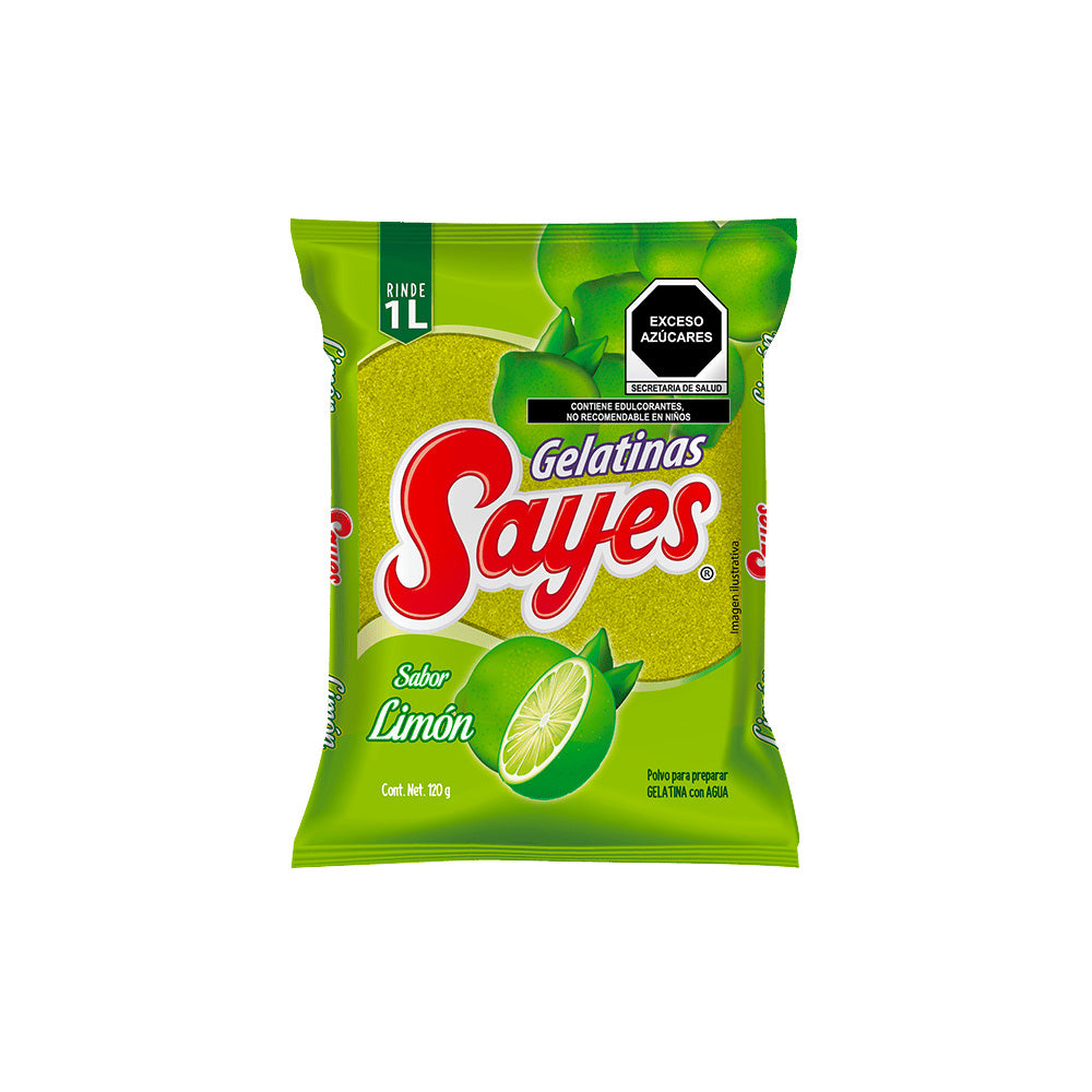 120GR/50PZ GELATINA AGUA SAYES LIMON CAJA