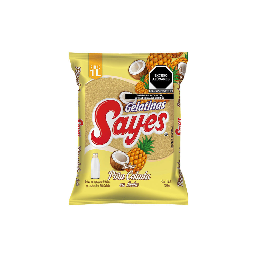 120GR/50PZ GELATINA LECHE SAYES PIÑA COLADA CAJA