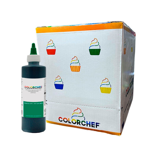 12PZ/250 ML GEL COLOR CHEF  VERDE FOLLAJE CAJA
