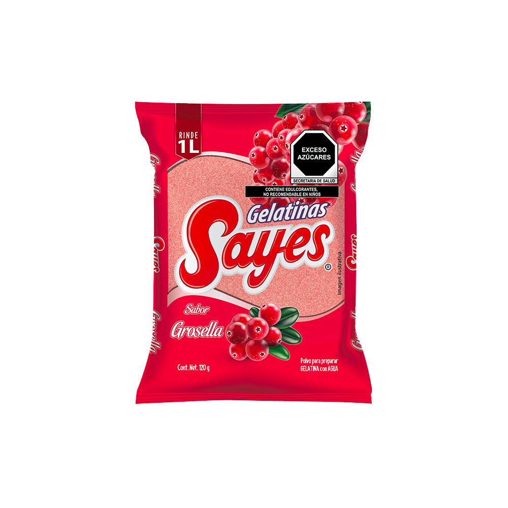 120GR/50PZ GELATINA AGUA SAYES GROSELLA CAJA