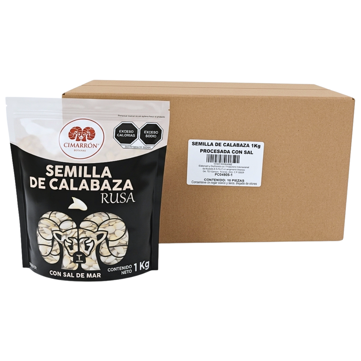 10PZ/1KG SEMILLA DE CALABAZA C/SAL CIMARRON CAJA