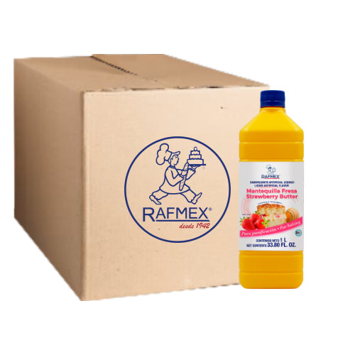 12PZ/1 LT ESENCIA RAFMEX MANTEQUILLA FRESA CAJA