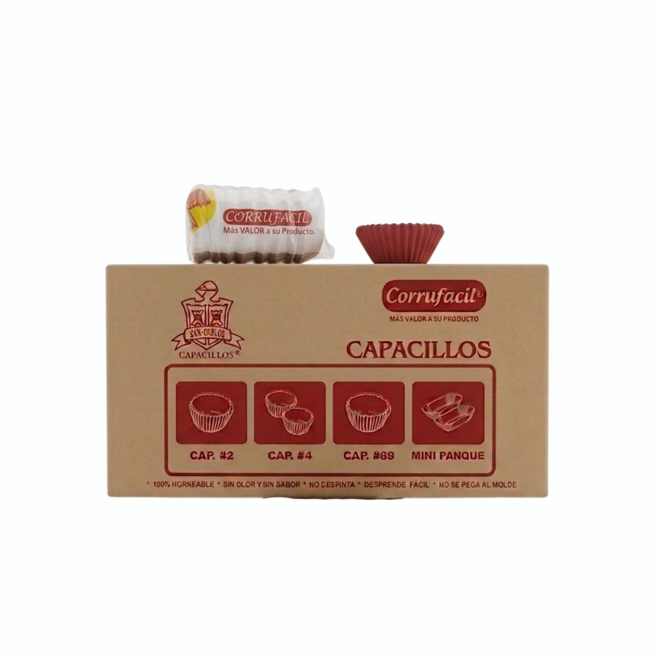 50 PAQ/400 PZ CAPACILLO CORRUFACIL ROJO/CAFE/BLANCO #2 CAJA