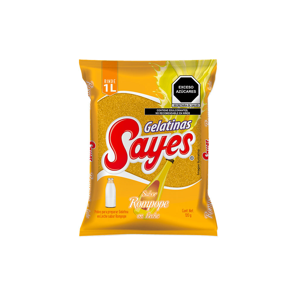 120GR/50PZ GELATINA LECHE SAYES ROMPOPE CAJA