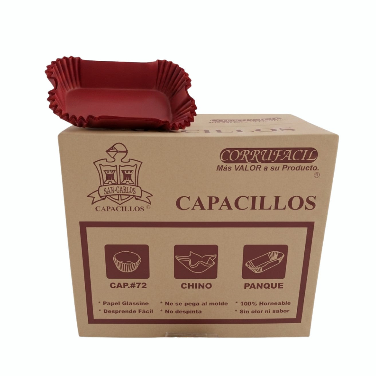 3 PAQ/1050 PZ CAPACILLO CORRUFACIL ROJO PANQUE CAJA