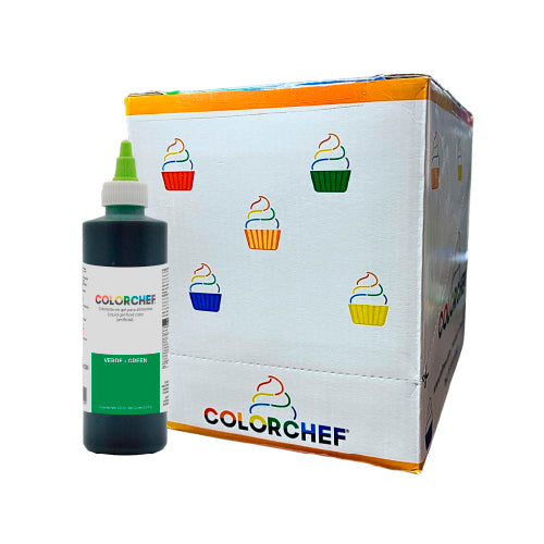 12PZ/250 ML GEL COLOR CHEF  VERDE CAJA