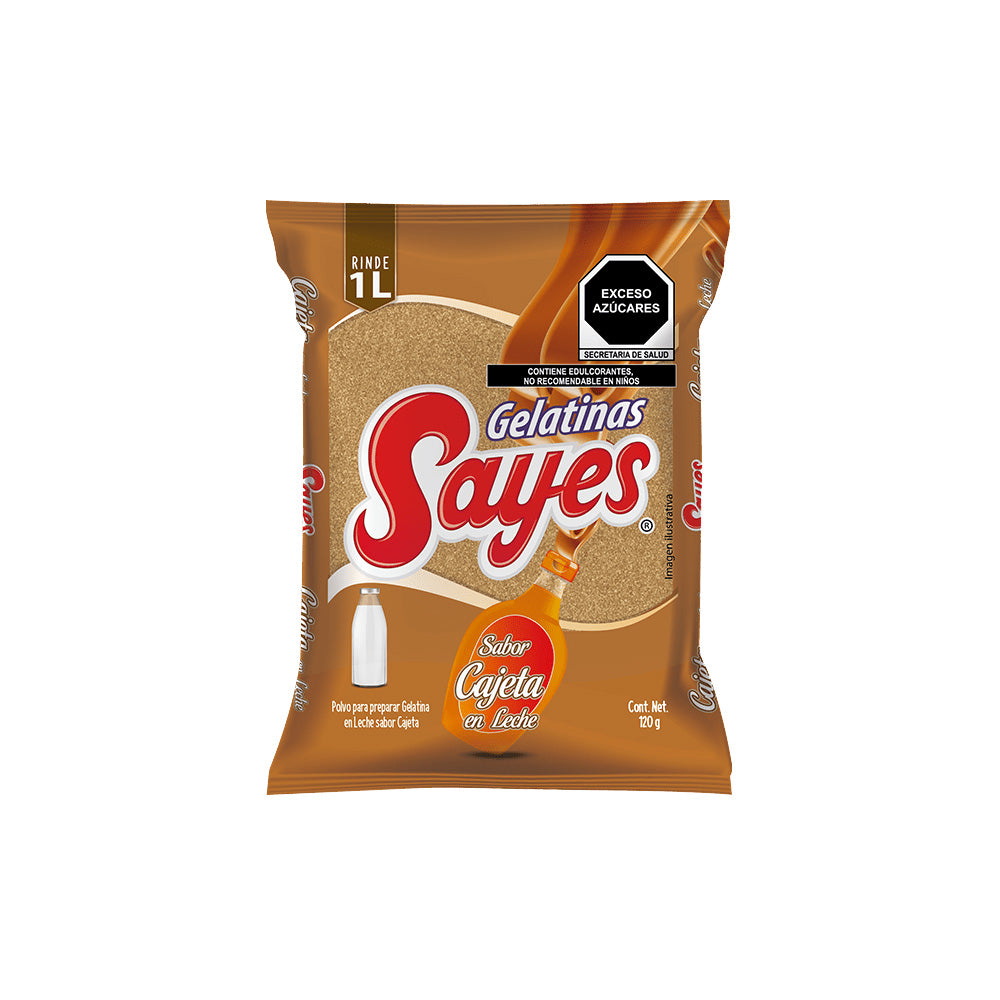 120GR/50PZ GELATINA LECHE SAYES CAJETA CAJA